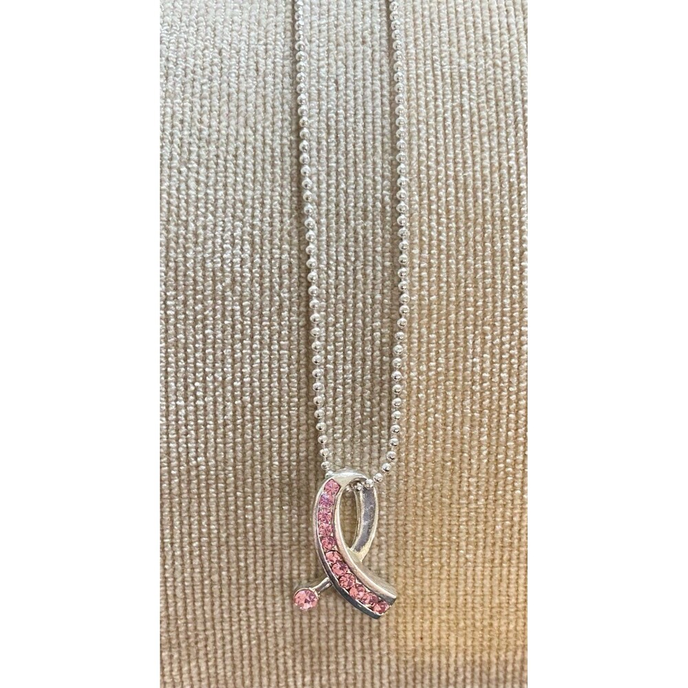 Pink Ribbon Charm Necklace